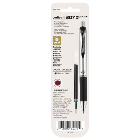 Uniball Signo 207 Impact RT Retractable Gel Pen; 2 Count(Pack of 1) 1.0mm Bold Point Gel Pens| Office Supplies by Uni-ball like Ink Pens; Colored Pens; Fine Point; Smooth Writing Pens; Ballpoint Pens