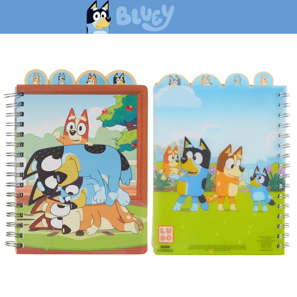 Innovative Designs Bluey Tab Journal Notebook, Spiral Bound, 96 Lined Pages, 8 x 7 inches, Blue