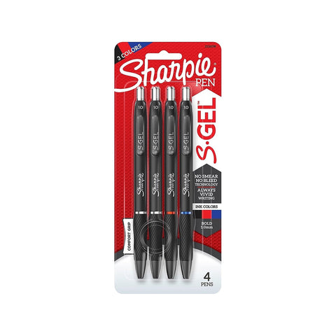 SHARPIE S-Gel Retractable Gel Pens, Bold Point, Assorted Ink, 4/Pack (2116198)