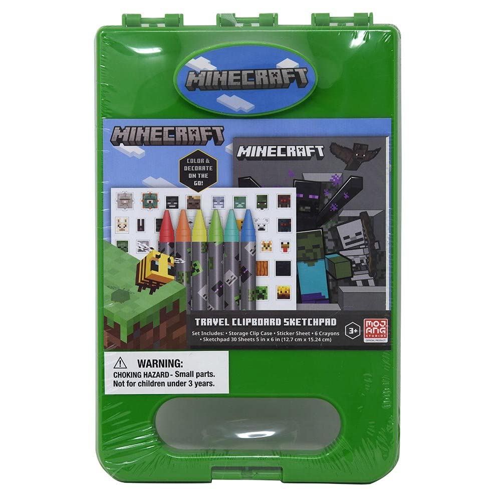 Minecraft Travel Clipboard Sketchpad Coloring & Sticker Activity Set for Kids with Carrying Case