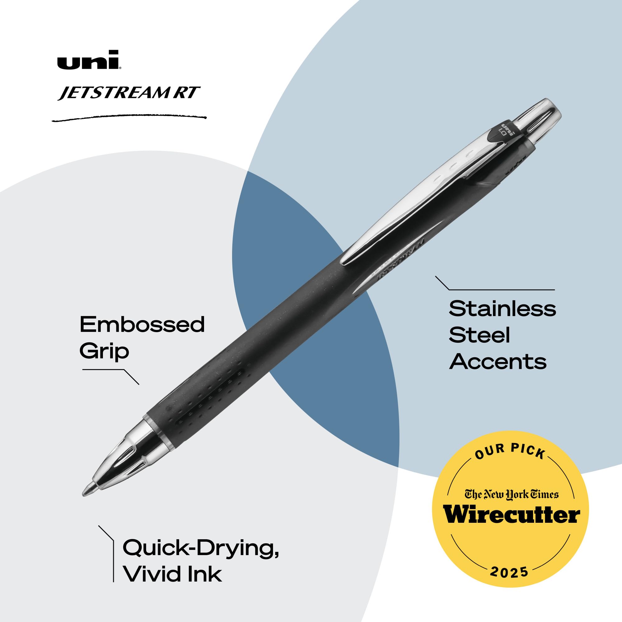 uniball Jetstream RT Ballpoint Pens, Fine Point (0.7mm), Black, 12 Pack