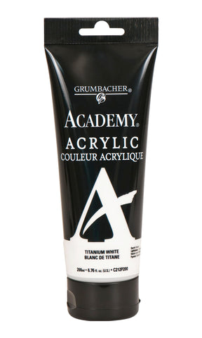 Grumbacher Academy Acrylic Paint, Gloss, 200ml/6.8 oz. Plastic Tube, Titanium White (C212P200)