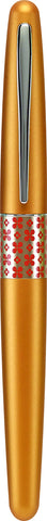 PILOT MR Retro Pop Collection Fountain Pen in Gift Box, Orange Barrel with Flower Accent, Medium Point Stainless Steel Nib, Refillable Black Ink (91443)