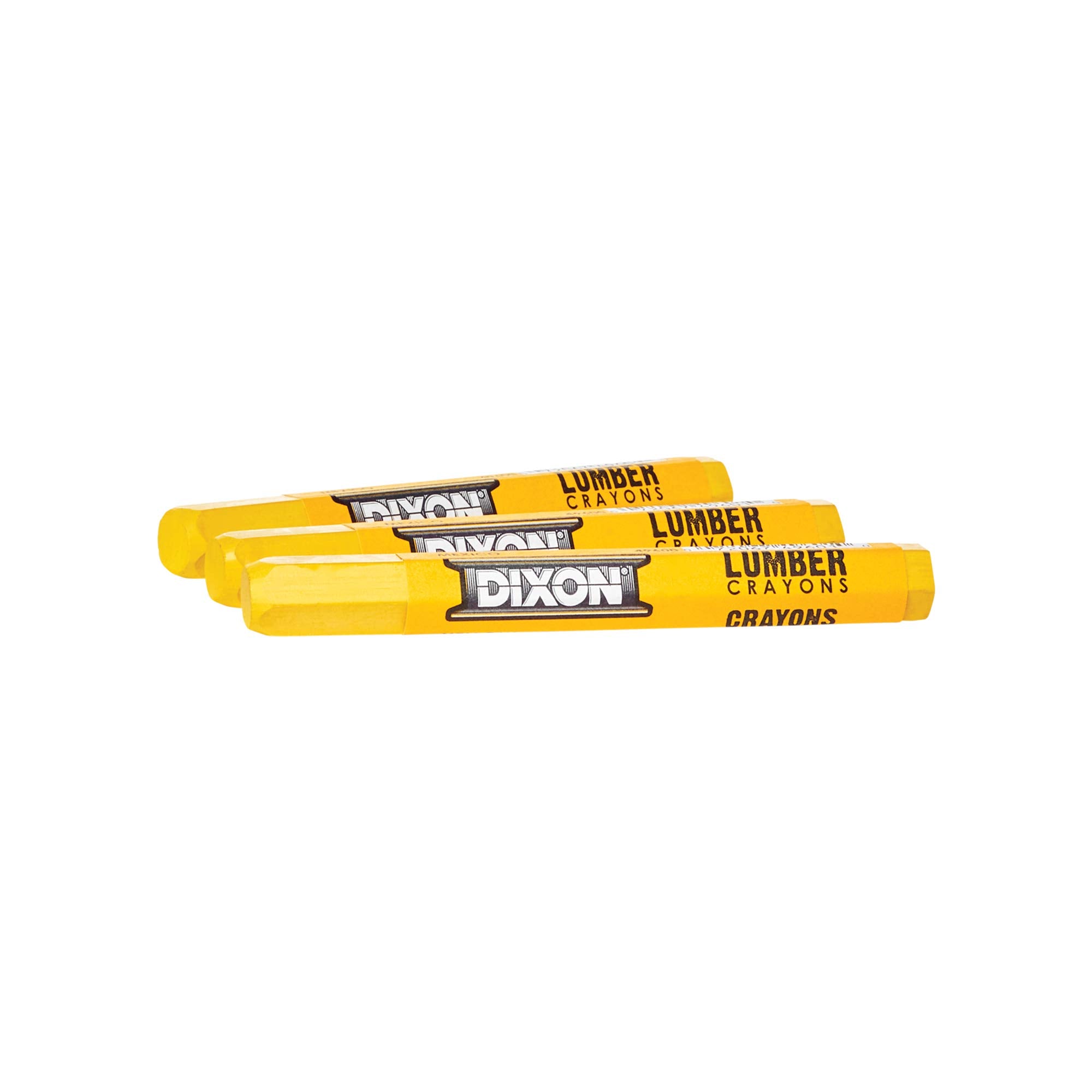 DIXON Industrial Lumber Marking Crayons, 4.5" x 1/2" Hex, Yellow, 12-Pack (X49600)