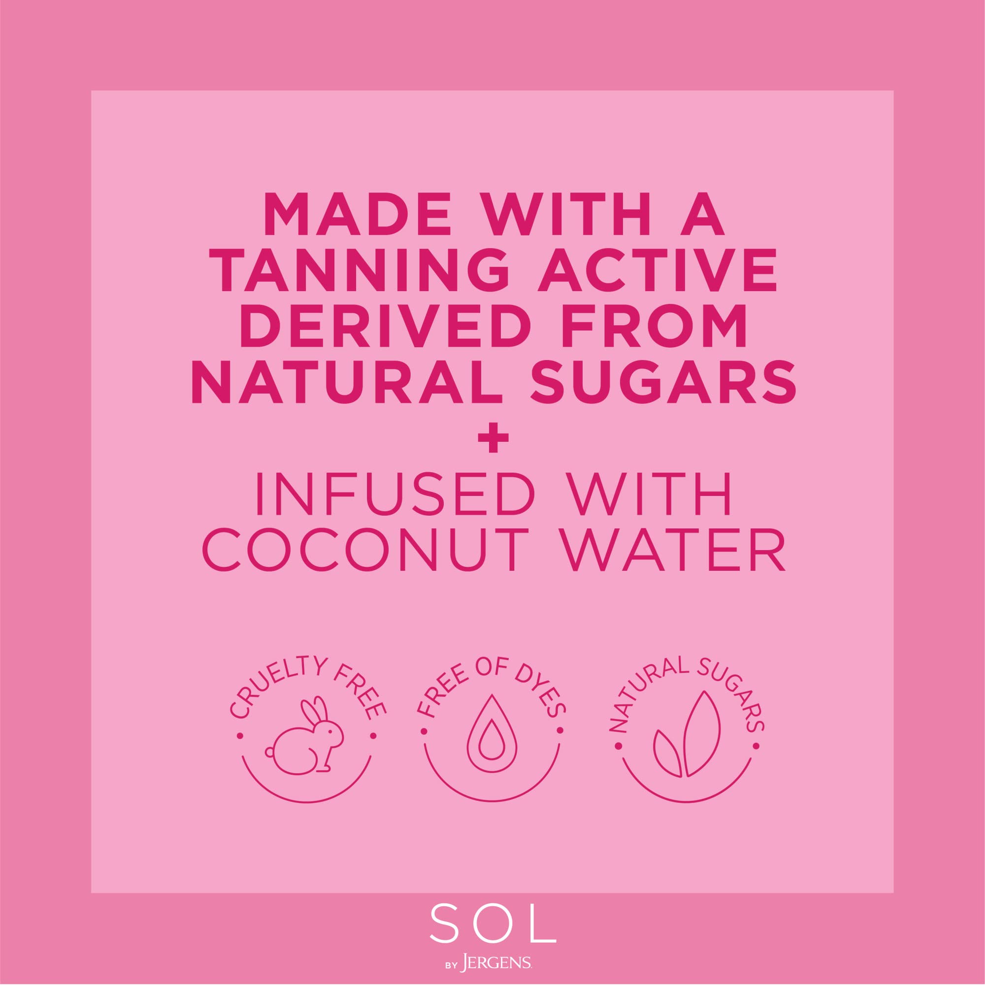 SOL by Jergens Deep Water Self Tanner Mousse, Water-based Sunless Tanner with Coconut Water for Fake Tan, Dye-free Tanning Active Derived from Natural Sugars, Deep Color, 5 Ounce