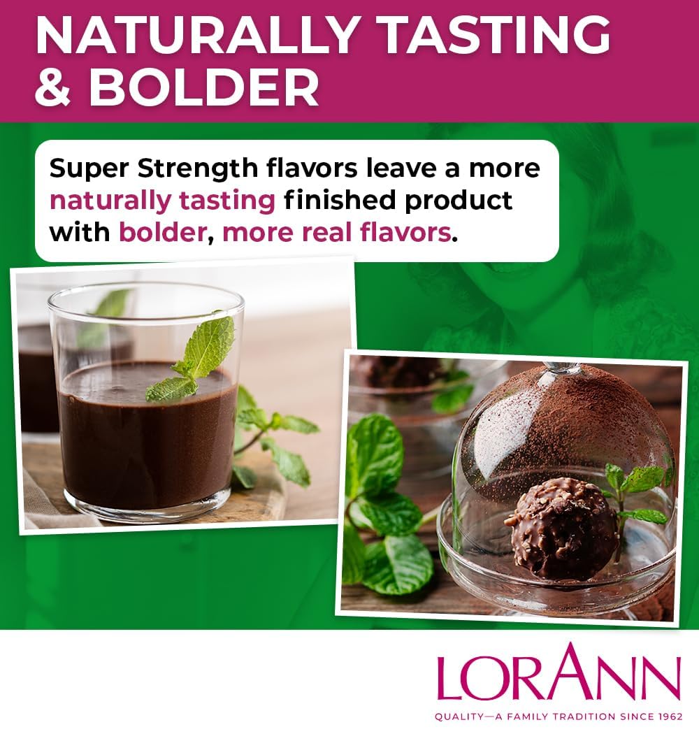 LorAnn Oils Super Strength Flavoring - Used For Candy Making, Flavoring, Baking, Hard Candy, & Flavor Oils - Bold, Natural Flavors 4X Stronger Than Extracts - Mint Chocolate Chip, 2 Pack, 0.125 fl oz