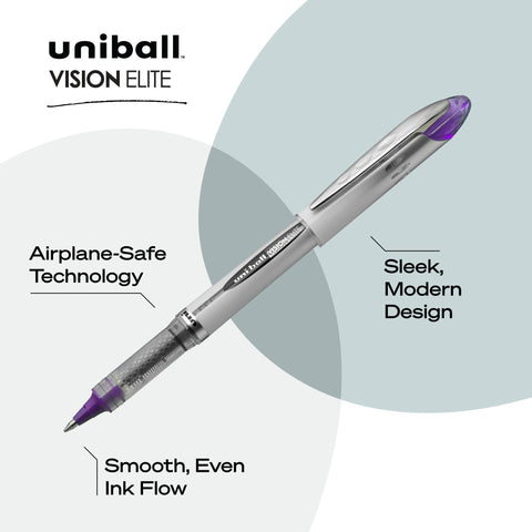 uniball Vision Elite Rollerball Pens, Bold Point (0.8mm), Assorted Colors, 4 Pack