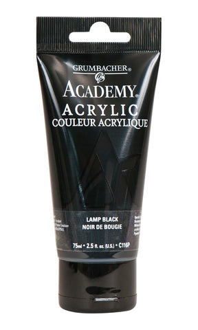 GRUMBACHER Academy Acrylic Paint, 75ml/2.5 Ounce Plastic Tube, Lamp Black (C116P)