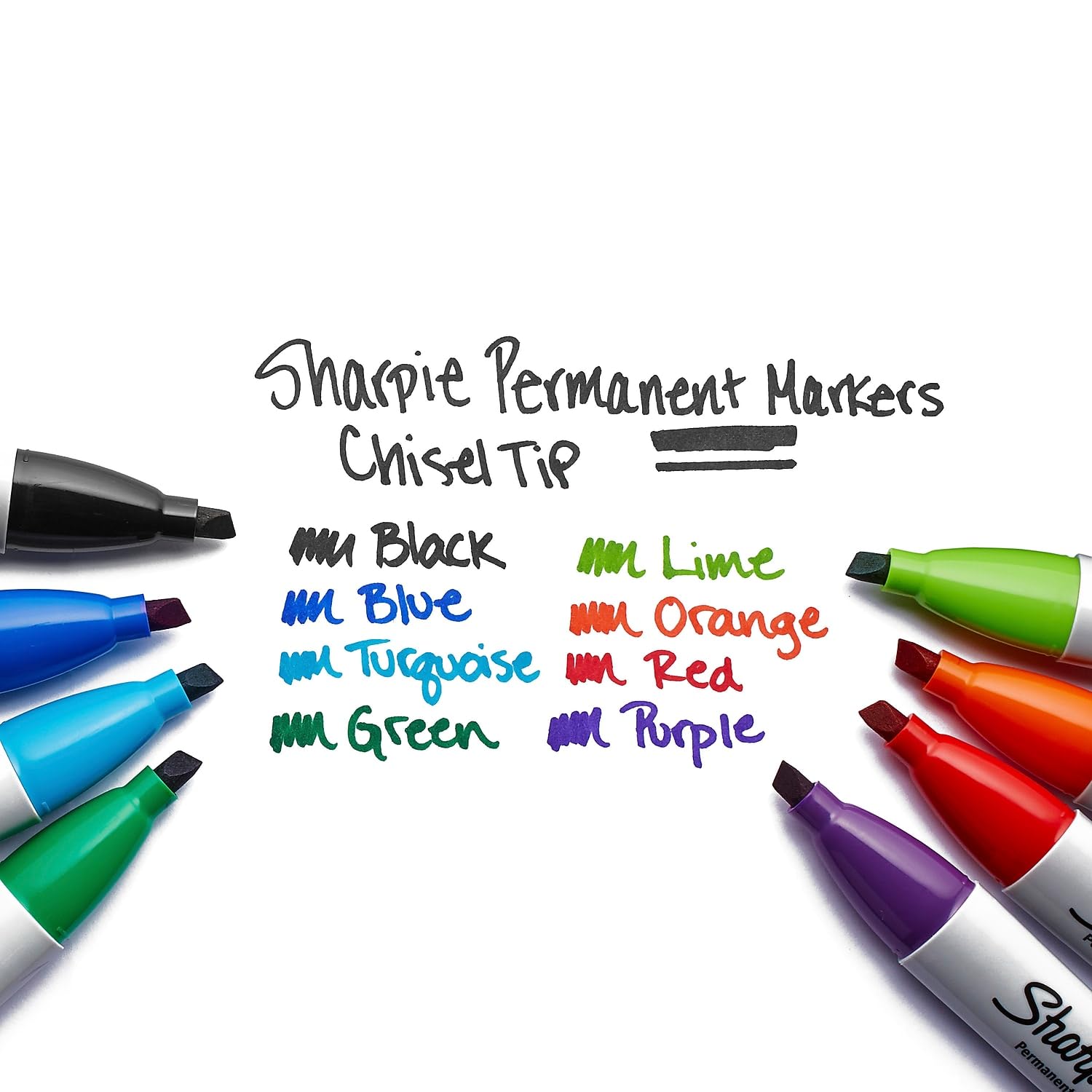 Sharpie 38264PP Permanent Markers, 5.3mm Chisel Tip, Black, 4/Pack
