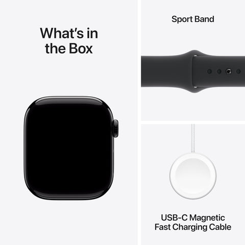 Apple Watch Series 10 [GPS 42mm case] Smartwatch with Jet Black Aluminum Case with Black Sport Band - S/M. Fitness Tracker, ECG App, Always-On Retina Display, Water Resistant