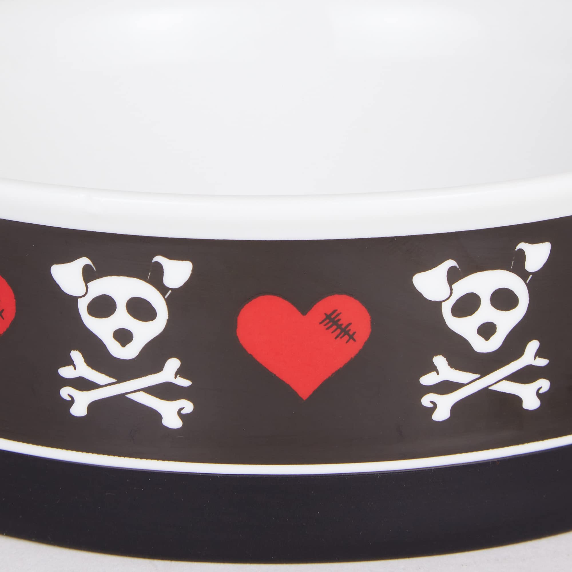 Bone Dry Ceramic Food & Water Bowls for Pets Non-Slip for Secure, Less Messy Feeding, Microwave & Dishwasher Safe, Small Set, 4.25x2, Bad to The Bone, 2 Count