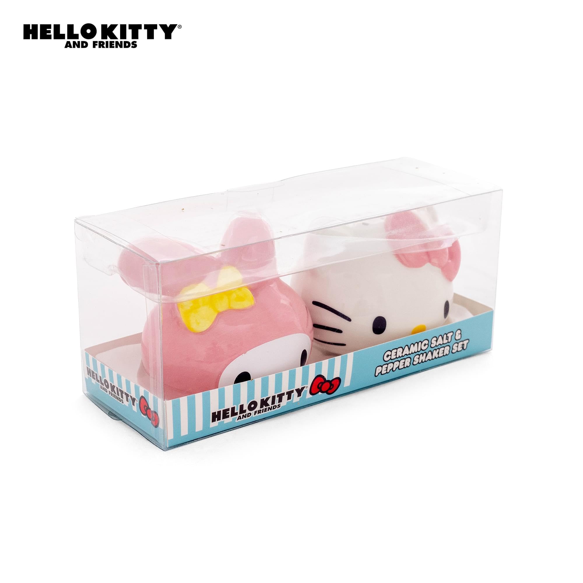 Silver Buffalo Sanrio Hello Kitty And My Melody 3D Sculpted Ceramic Salt and Pepper Shaker Set