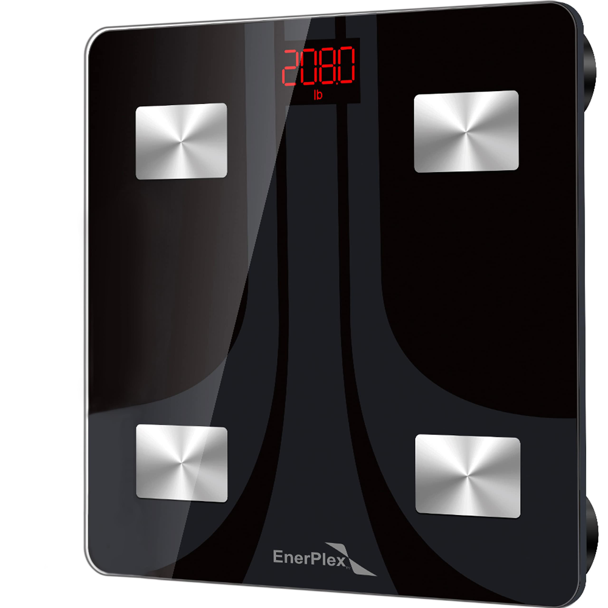 EnerPlex Fit 2020 Model Bluetooth Body Fat Scale, Weight Scales Digital Smart Body Composition Wireless Analyzer BMI Scale Health Monitor with Smartphone APP, 396 lbs Black