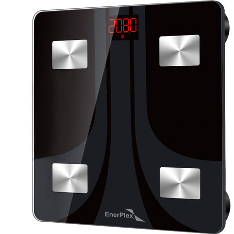 EnerPlex Fit 2020 Model Bluetooth Body Fat Scale, Weight Scales Digital Smart Body Composition Wireless Analyzer BMI Scale Health Monitor with Smartphone APP, 396 lbs Black