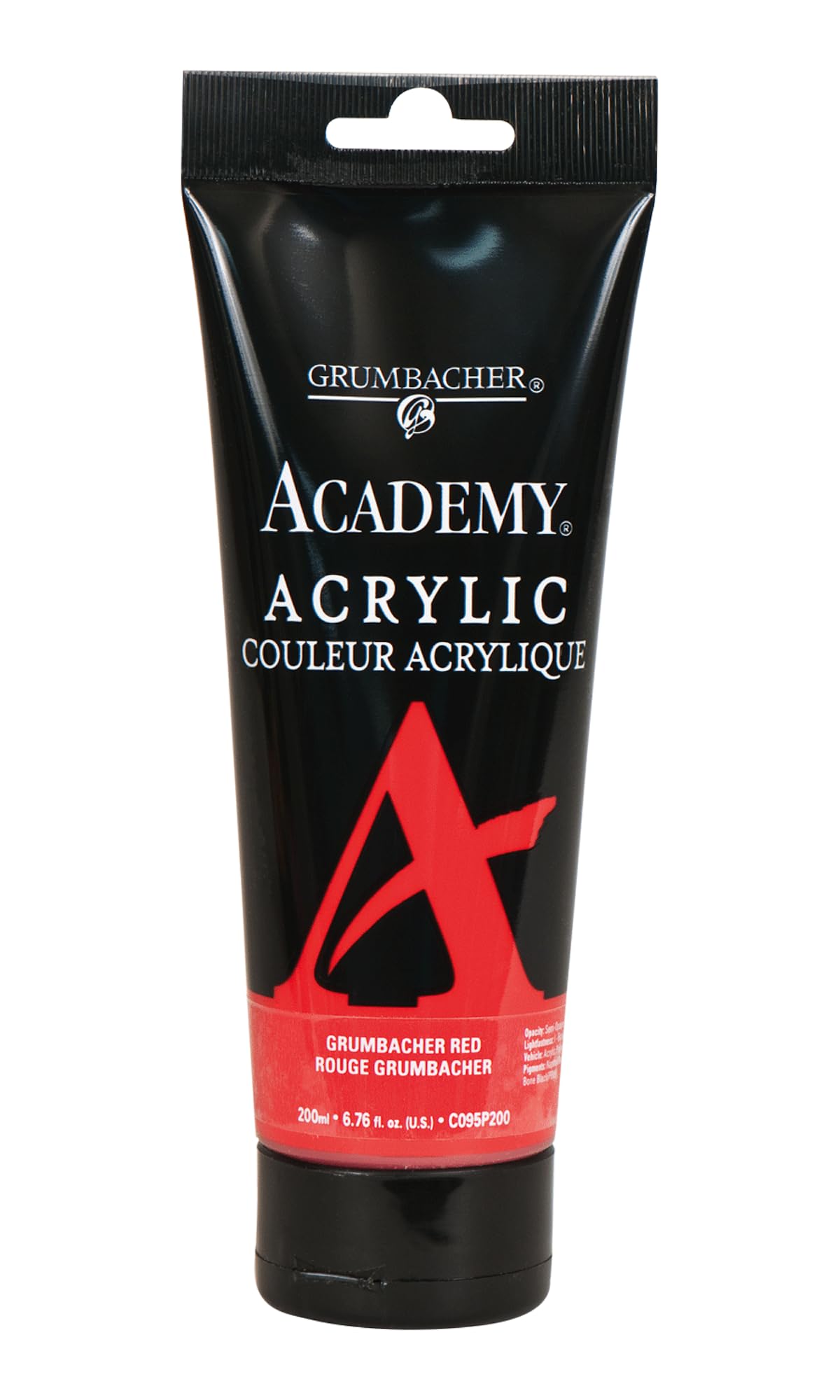 Grumbacher Academy Acrylic Paint, Gloss, 200ml/6.8 oz. Plastic Tube, Grumbacher Red (C095P200)