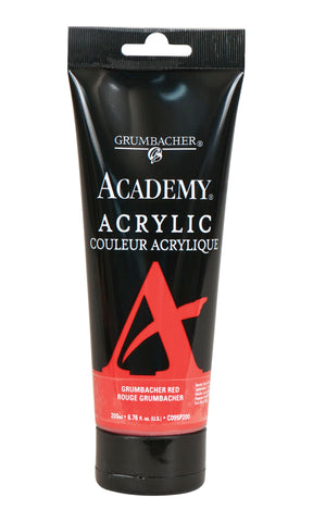 Grumbacher Academy Acrylic Paint, Gloss, 200ml/6.8 oz. Plastic Tube, Grumbacher Red (C095P200)