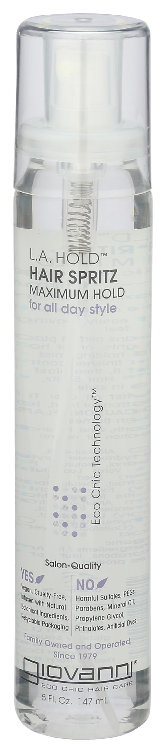 GIOVANNI L.A. Hold Hair Spritz - Maximum Hold Styling Spray, Lightweight, Lauryl & Laureth Sulfate Free - 5 oz