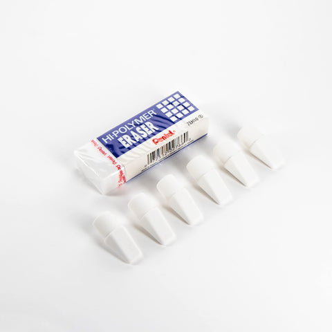 Pentel HI-Polymer Eraser Combo Pack, 6 Caps, 1 Large (ZEH0210BP7)