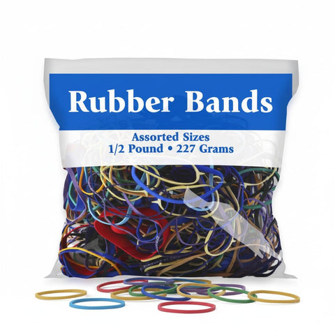 BAZIC Assorted Dimensions 227g/0.5 lbs. Rubber Bands, Multi Color