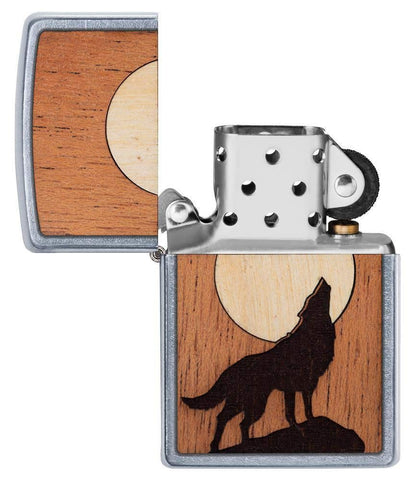Zippo Woodchuck USA Howling Wolf Street Chrome Pocket Lighter, Street Chrome Howling Snake, One Size