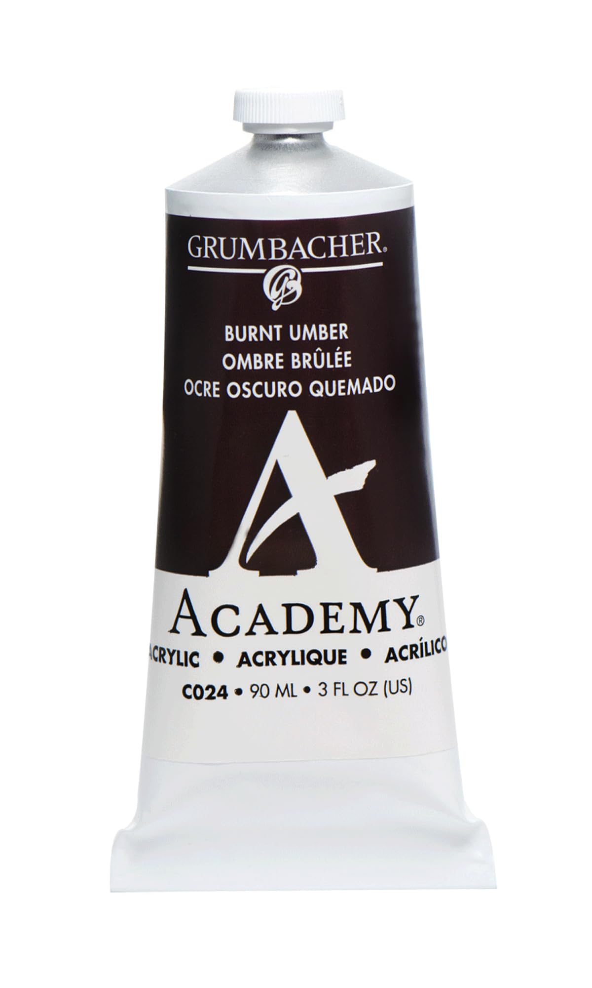 Grumbacher 90-ml Metal Tube Academy Acrylic Paint, Gloss, Burnt Umber