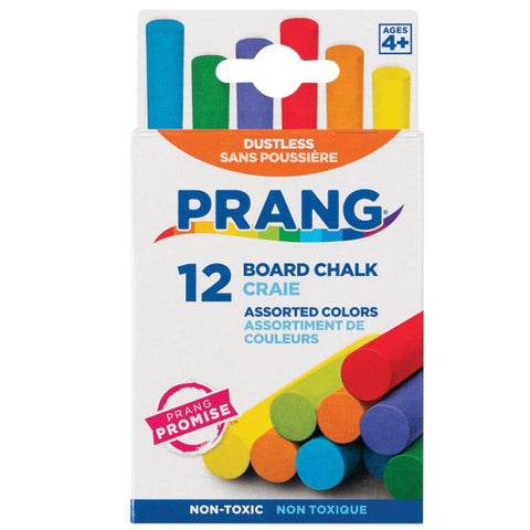 Dixon Ticonderoga Prang 61400 Hygieia Dustless Board Chalk, 3 1/4 X 3/8 Inches, 12 Assorted Colors (1 Pack)