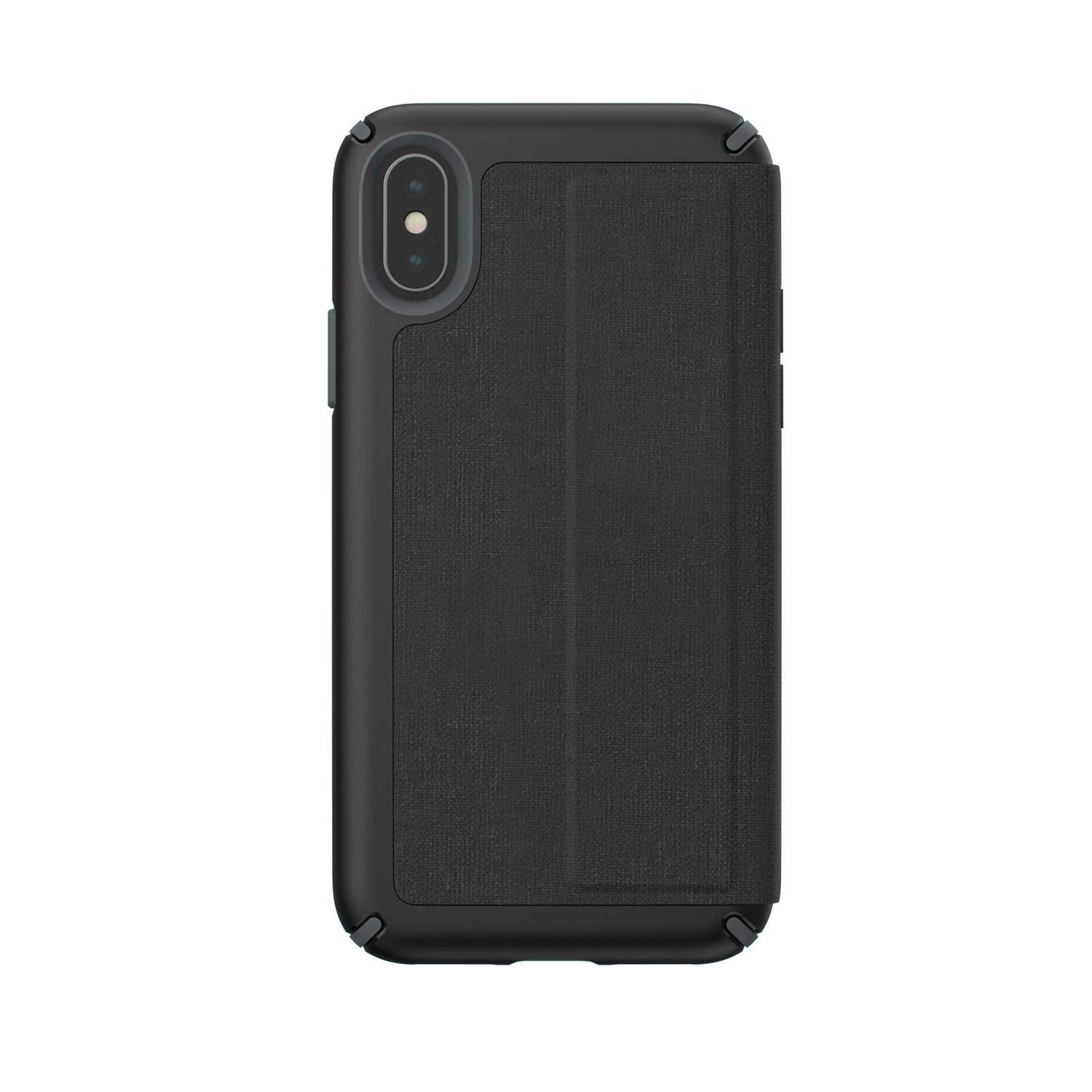 Speck Products Presidio Folio iPhone Xs/iPhone X Case, Heathered Black/Black/Slate Grey