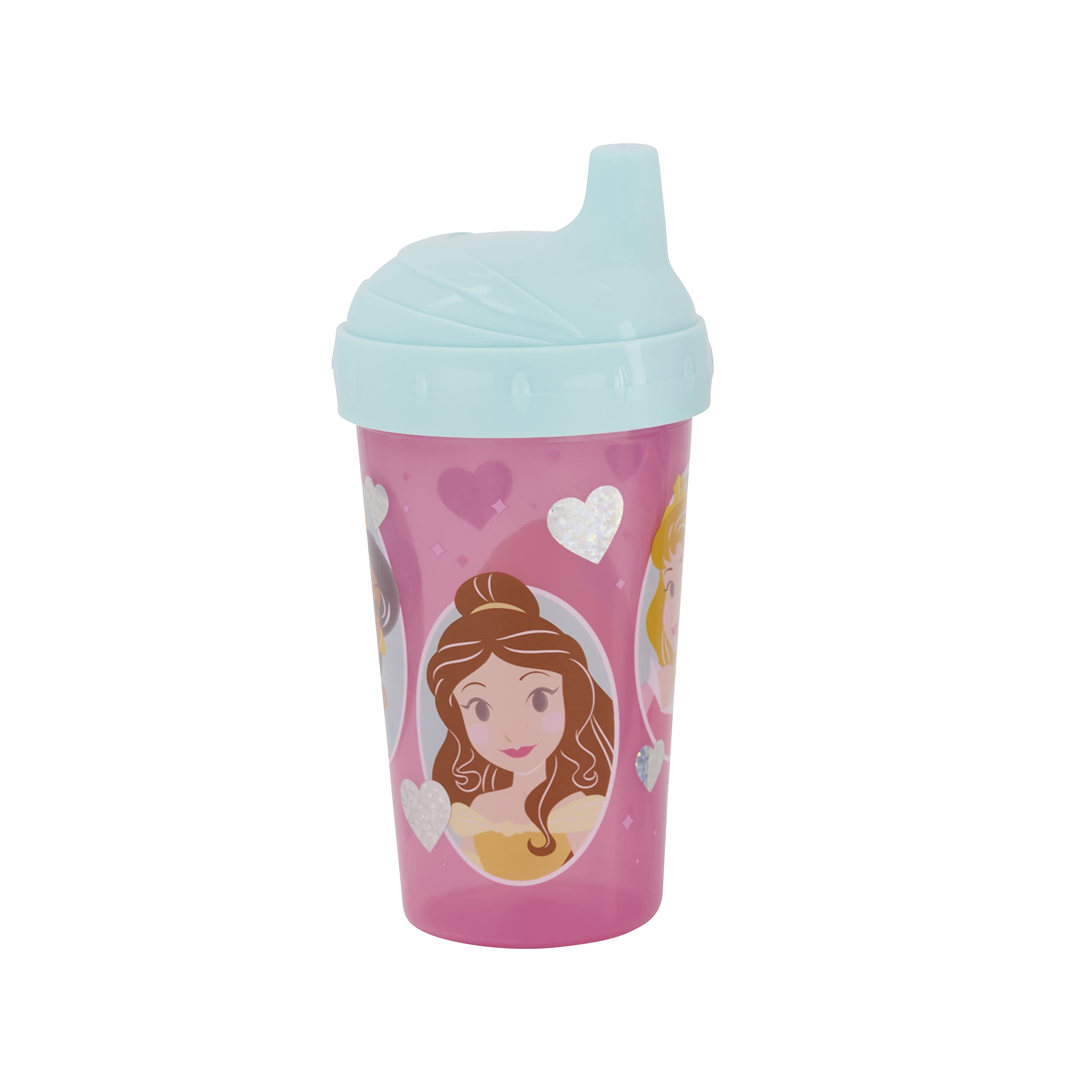 Disney Toddler Sipper Cups for Girls | 10 Ounce Princess Sipper Cup Pack of Two | Durable Blue Leak Proof Travel Water Bottle for Toddlers