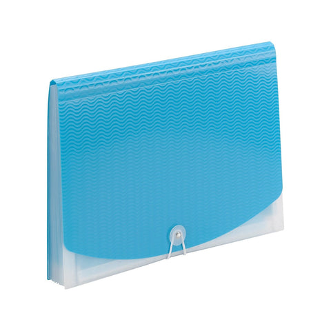 Smead Poly Frequency Expanding File Folders, Flap and Cord Closure, Letter Size, Wave Pattern, 13 Pocket, Teal/Clear (70869)