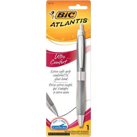 BIC Glide Ultra Comfort Retractable Ballpoint Pens, Medium Point (1.0mm), Black, Assorted Barrel Colors, 1-Count Pack