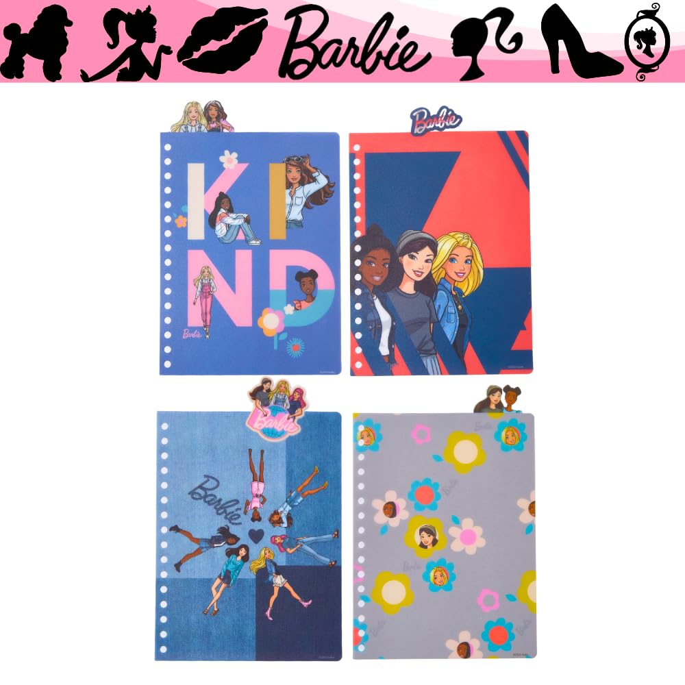 Barbie Tab Journal Notebook, Spiral Bound, 96 Lined Pages, 8 x 7 inches, Purple