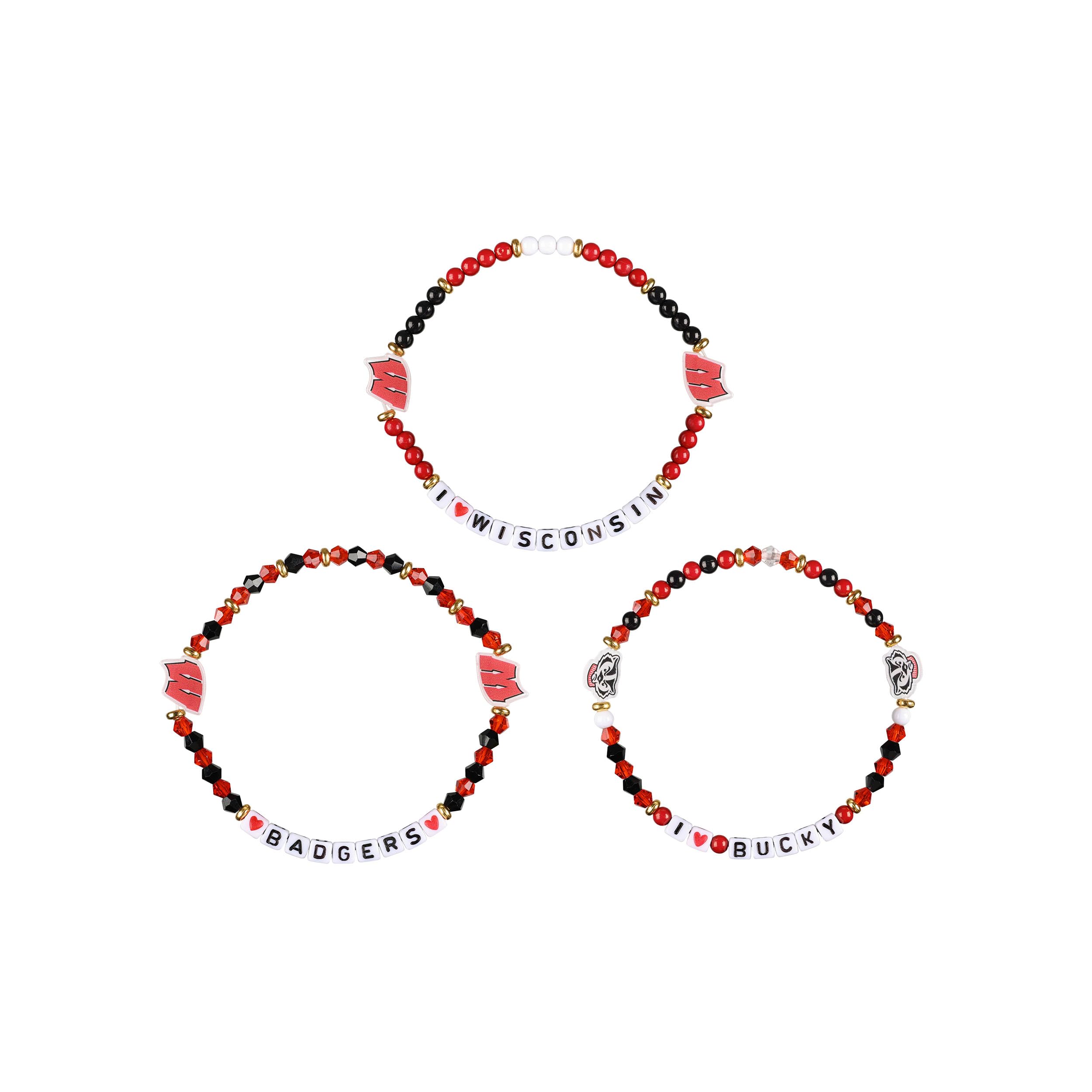 FOCO Wisconsin Badgers NCAA 3 Pack Team Friendship Bracelet