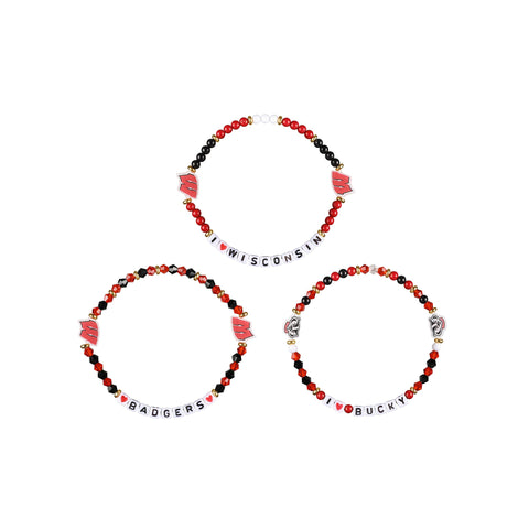 FOCO Wisconsin Badgers NCAA 3 Pack Team Friendship Bracelet