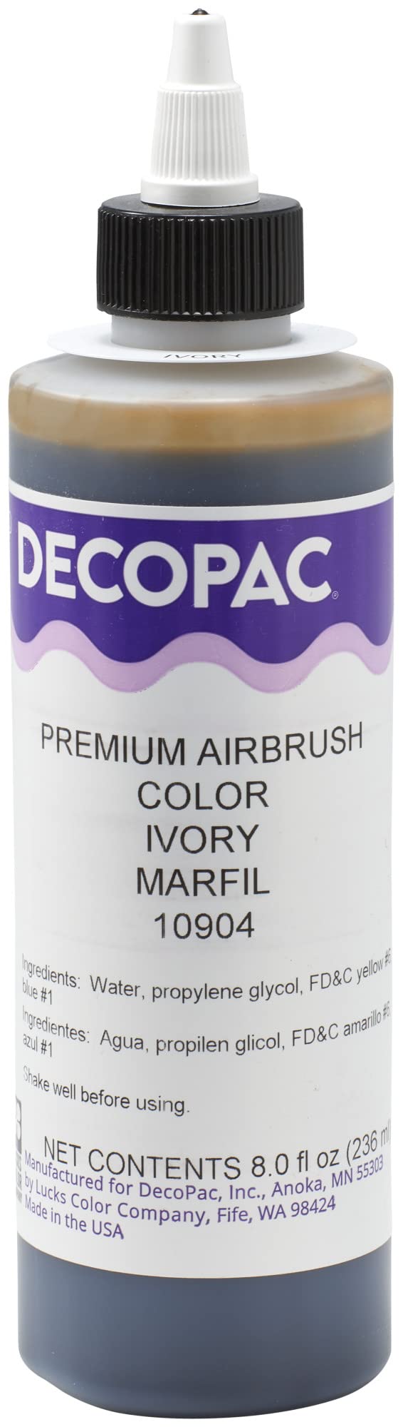 DecoPac Ivory Food Coloring, 8 Fl Oz Airbrush Food Color, Edible Airbrush For Cake Decorating, Cookie Airbrush Coloring, Food Airbrush Kit Add-on, Airbrushes For Cake Decorating 8Fl Oz