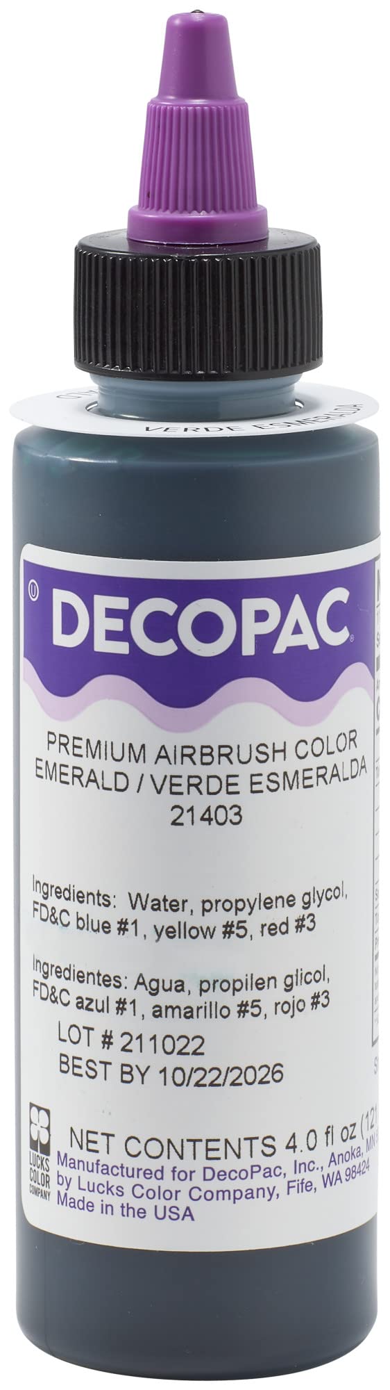 DECOPAC Food Coloring, Airbrush Food Color, Edible Airbrush For Cake Decorating, Cookie Airbrush Coloring, Food Airbrush Kit Add-on, Airbrushes For Cake Decorating 4 Fl Oz - Emerald