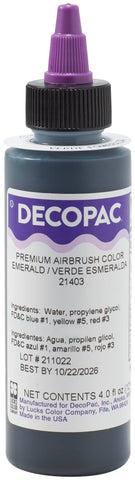 DECOPAC Food Coloring, Airbrush Food Color, Edible Airbrush For Cake Decorating, Cookie Airbrush Coloring, Food Airbrush Kit Add-on, Airbrushes For Cake Decorating 4 Fl Oz - Emerald