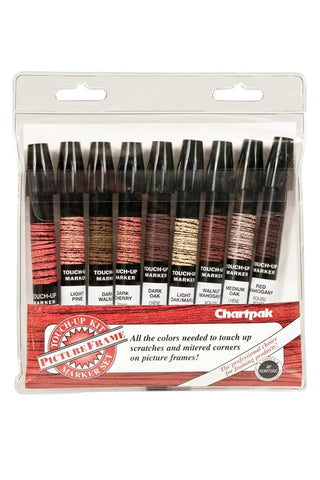 AD Marker Chartpak Wood Frame Touch-Up Markers, Tri-Nib, 9-Woodgrain Color Set, 1 Each (FTM9)