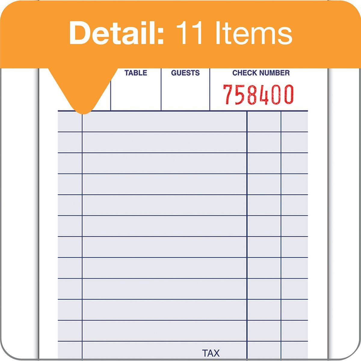 Adams Guest Check Pad, Single Part, White, 3-11/32" x 5-7/16", 100 Sheets/Pad, 12 Pads/Pack (2100-12)
