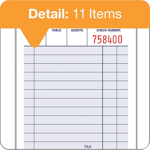Adams Guest Check Pad, Single Part, White, 3-11/32" x 5-7/16", 100 Sheets/Pad, 12 Pads/Pack (2100-12)