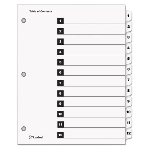 Cardinal OneStep Index System, 12-Tab, Numbered, White, 1 Set (61213)