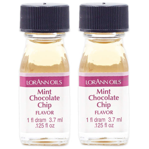 LorAnn Oils Super Strength Flavoring - Used For Candy Making, Flavoring, Baking, Hard Candy, & Flavor Oils - Bold, Natural Flavors 4X Stronger Than Extracts - Mint Chocolate Chip, 2 Pack, 0.125 fl oz