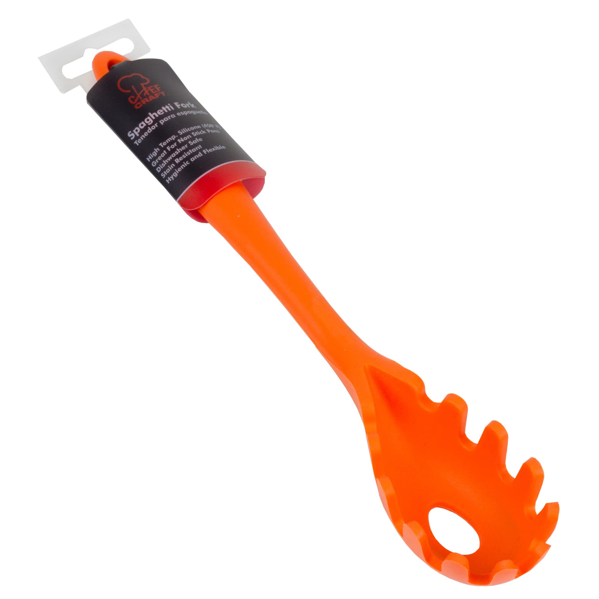 Chef Craft Premium Silicone Spaghetti/Pasta Fork, 11.5 inch, Orange