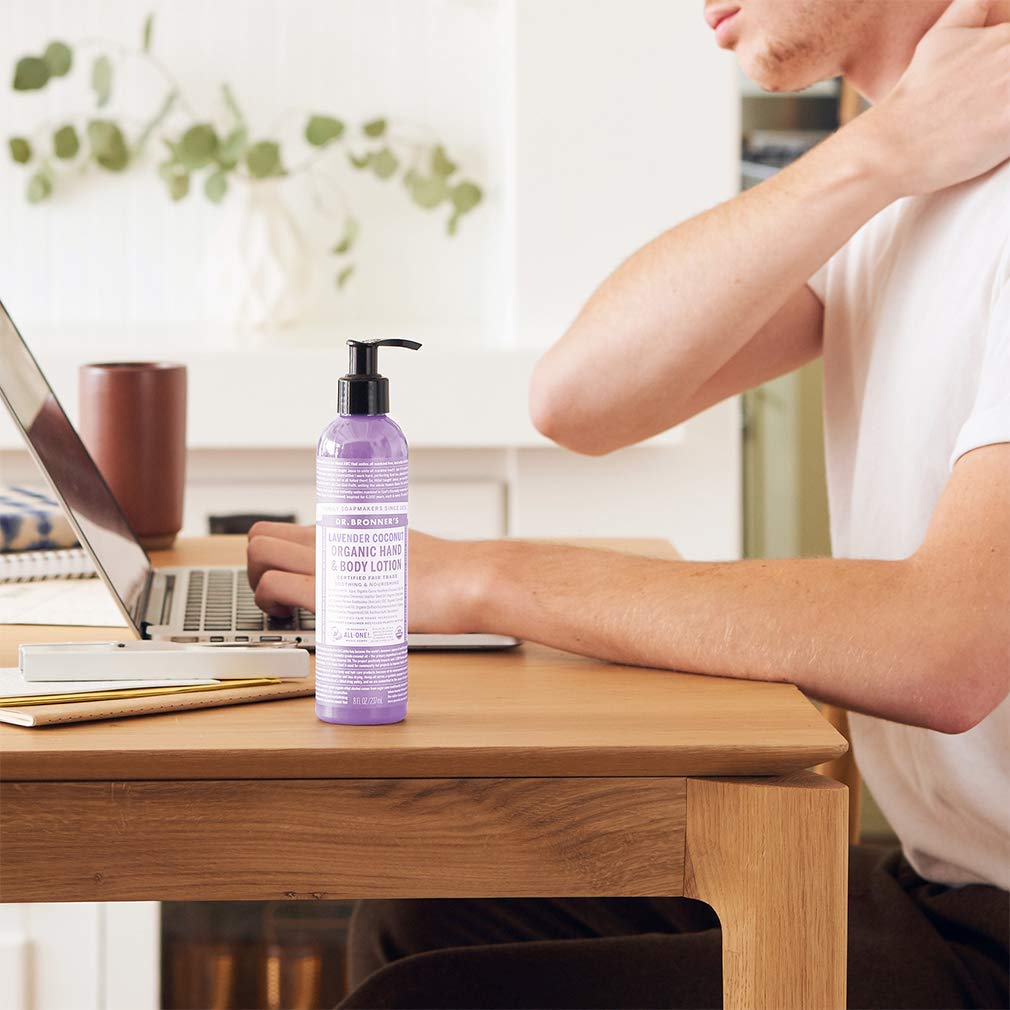 Dr. Bronner's Organic Lotion (Lavender Coconut, 8 Ounce) - Organic Moisturizer for Hands, Face & Body- Vegan, Non-GMO