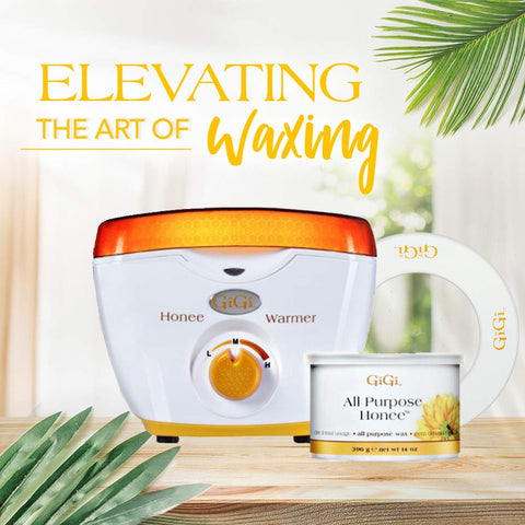 GiGi Honee Wax Warmer Kit - Hair Removal Waxing Kit with All-Purpose Wax & Collars, Ideal for At-Home & Salon Use on Face, Body, Legs & Arms