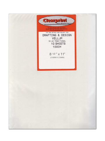 Clearprint 8-1/2" x 11" 1000H Design Vellum Sheets, 16 lb., 100% Cotton, 10 Sheets Per Pack, 1 Each