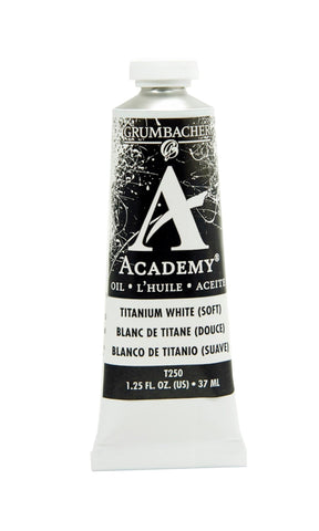 Grumbacher Academy Oil Paint, 37ml/1.25 Ounce, Titanium White Soft (T250)