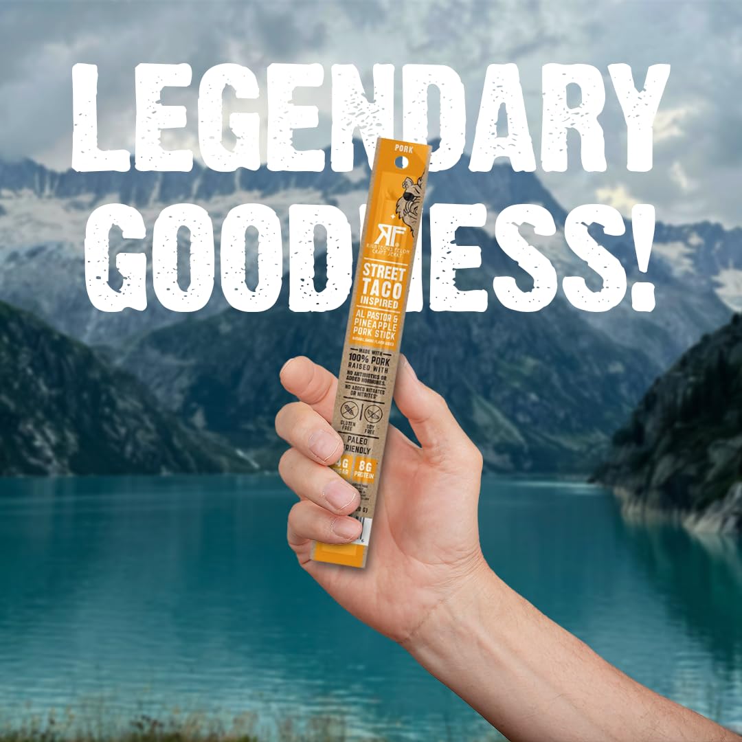 Righteous Felon Meat Sticks | 100% Pasture Raised Pork | 8g Protein per Stick | Keto, Gluten-Free, Low Sugar, High Protein Snack Sticks | Individually Wrapped | Street Taco Pork Sticks, 24 Count