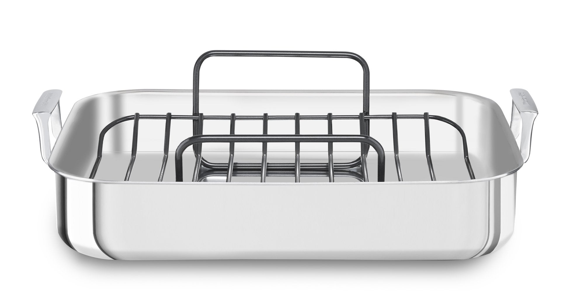 KitchenAid KitchenAid KC1T16RP 16" Tri-Ply Stainless Steel Roaster with Rack - Brushed Exterior and Polished Interior, Brushed Steel