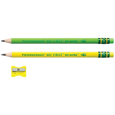 Ticonderoga My First Tri-Write Wood-Cased Pencils, Neon Assorted, 2 Count