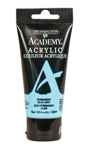 GRUMBACHER Academy Acrylic Paint, 75ml/2.5 Ounce Plastic Tube, Permanent Blue Light (C257P)